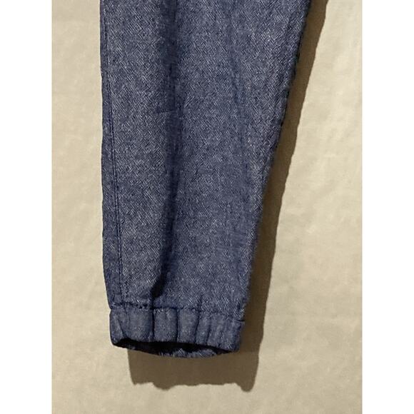 Old Navy Pants Women Size L Blue Linen Blend Pull On Drawstring Pockets - Picture 5 of 9